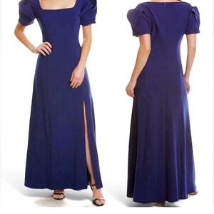 Badgley Mischka Belle NWT Long Navy Blue Square Neck Prom Formal dress 10 Slit